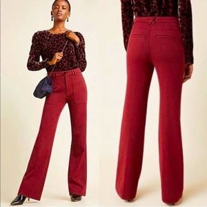 ANTHROPOLOGIE | Deep Red Flare Leg The Essential Trousers | 6